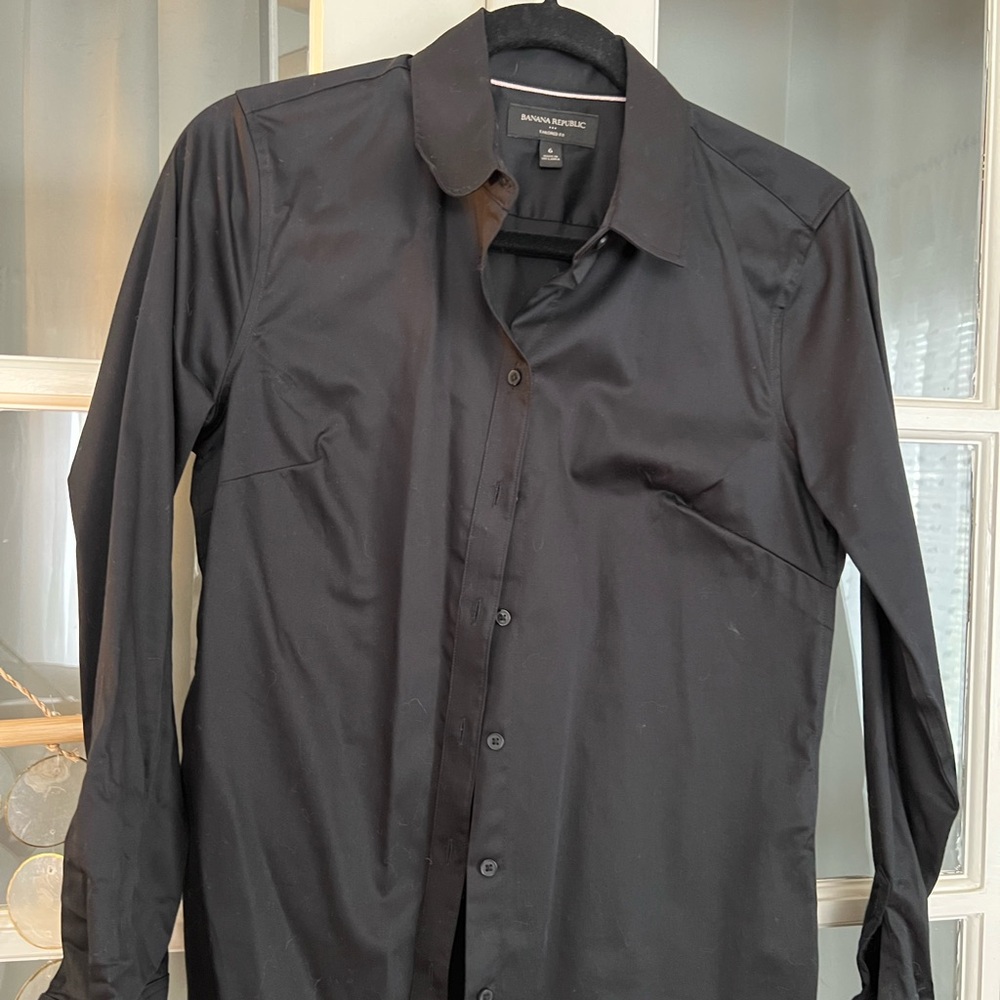 Black fitted button down